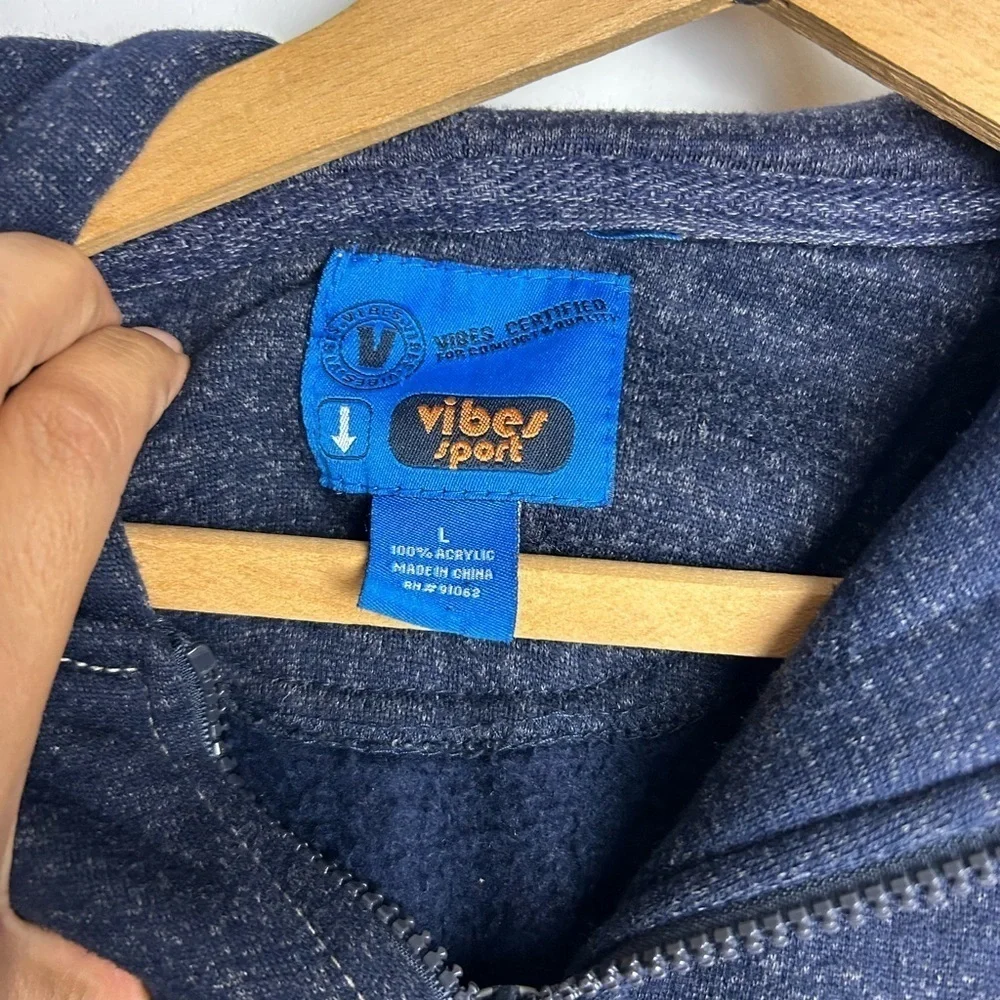 Vibes Sport Set Sweatshirt Pants Hoodie  Fleece Comfy Cyber Street Skate blue  L